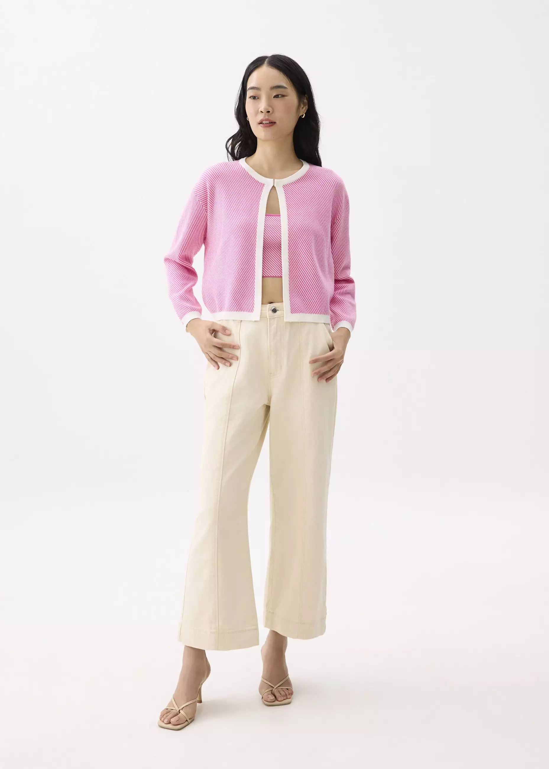 Atasan Wanita - Striped Knit Crop Camisole Top