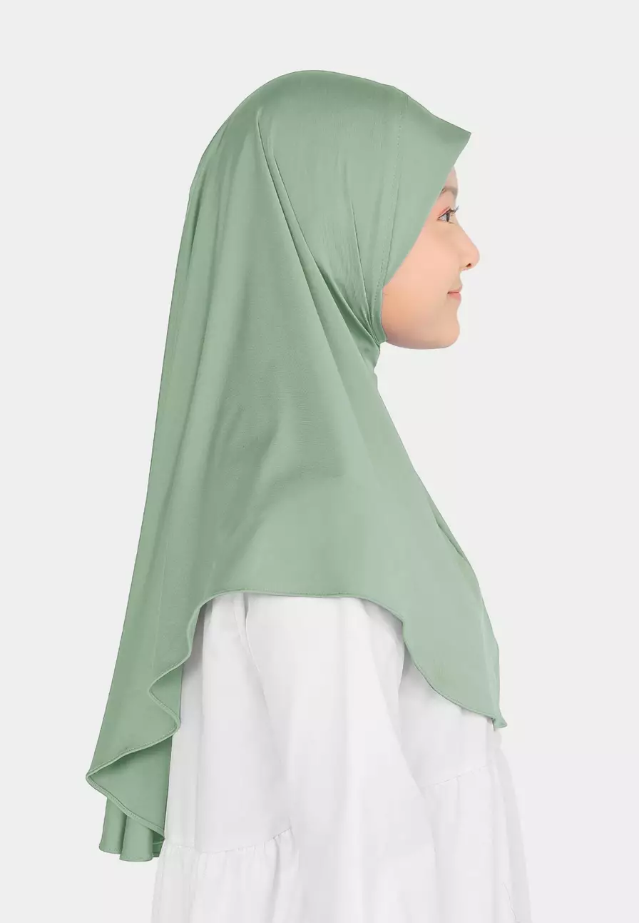 Cotton Bee - Atiyah Bergo Anak | Hijab Instan Anak - Sage Green - XL
