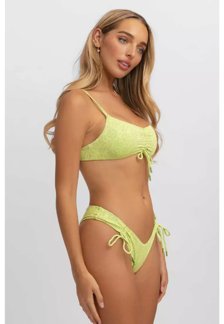 Sophia Scrunched Bikini Top / Jungle Jacquard