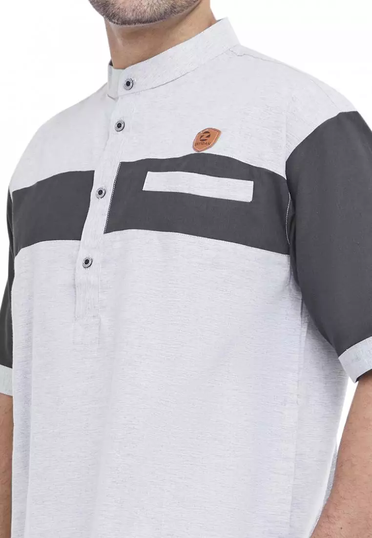 Zayidan Baju Koko Gamis Muslim Pria Nabeel - Silver