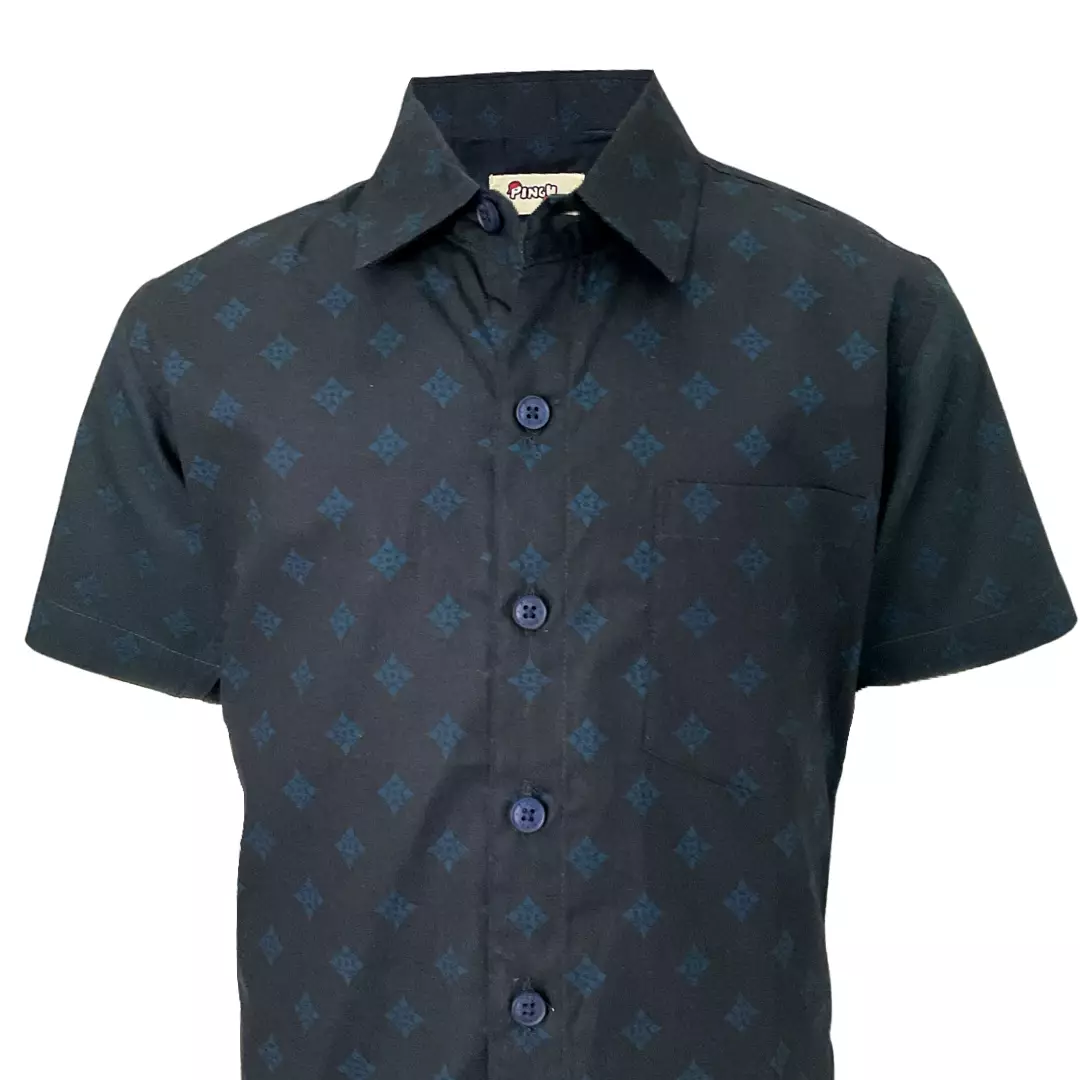 Pingu Kemeja Batik Anak Laki Laki Pendek Hitam 93101730