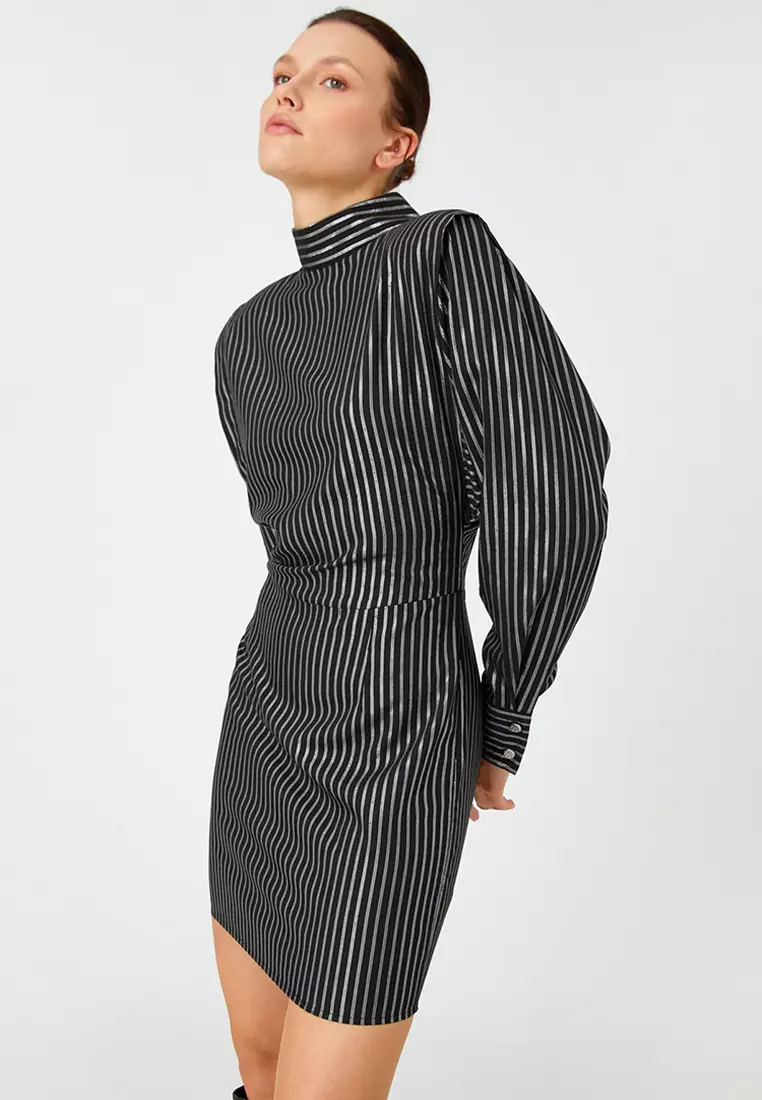Jual KOTON Padded Stand Collar Mini Dress Original 2024 ZALORA