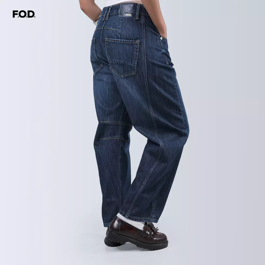 Celana Jeans Wanita Barnet Barrel Dark Blue