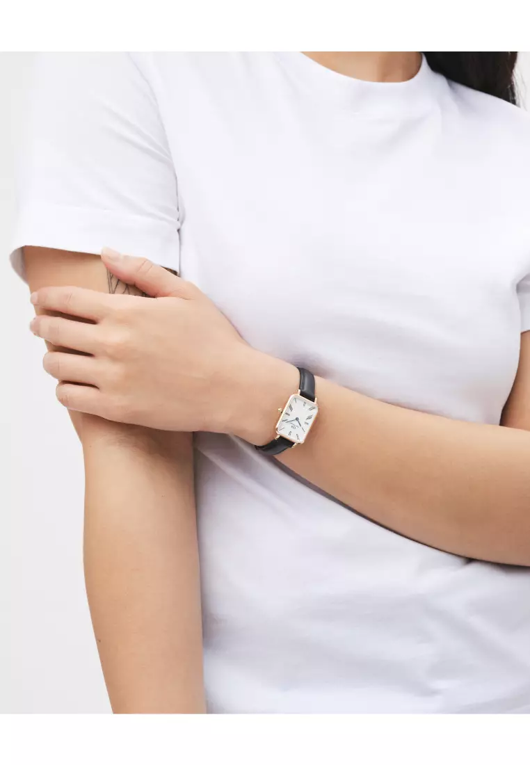 Quadro Roman numerals 20x26mm Sheffield Rose Gold White Dial - Fashion Watch for women - Stainless Steel Leather Strap Watch - Female Watch - DW Official - Authentic