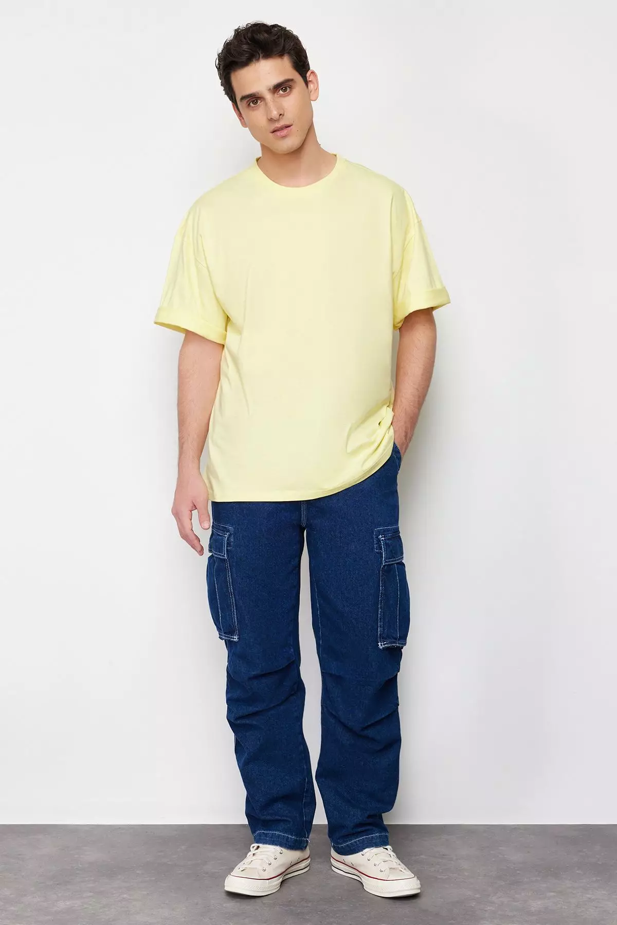 Yellow Oversize/Wide Cut 100% Cotton T-Shirt TMNSS22TS0318