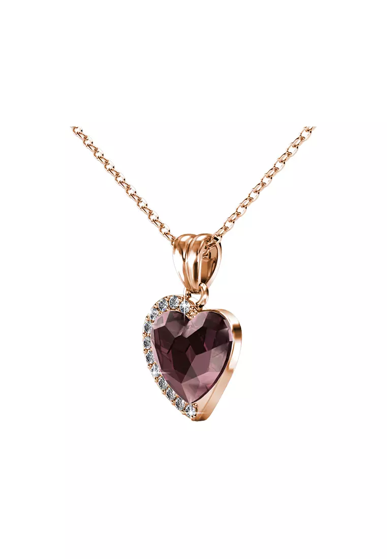 Fond Love Pendant Vintage Pink RG - Kalung Crystal Swarovski by Her Jewellery