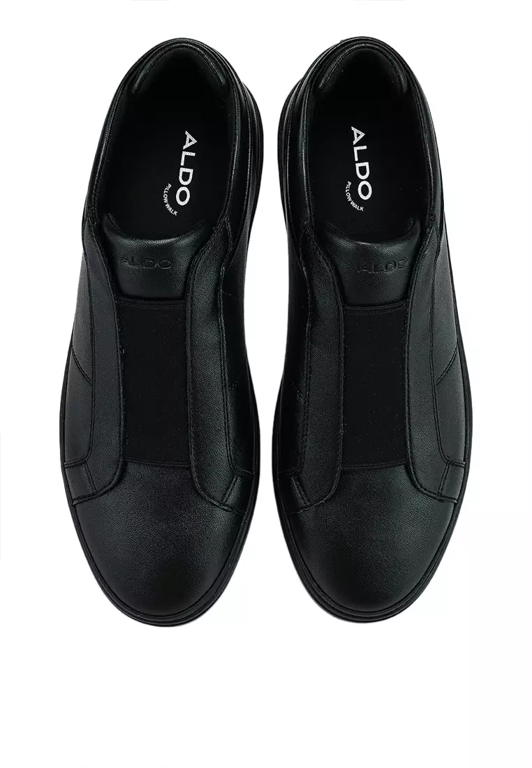 Womens black leather slip on sneakers 2025