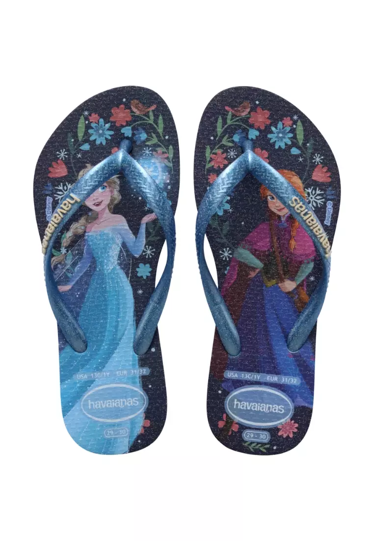 Havaianas Kids Slim Princess Flip Flops-Azul/Azul Lavanda