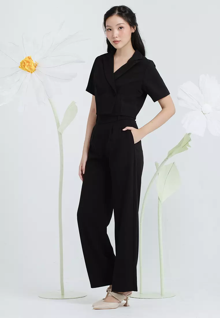 Kara Crop Blazer in Black