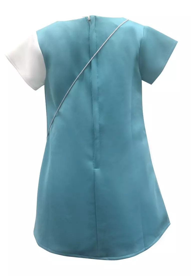 Two Mix Dress Anak Perempuan Bahan Kaos Scuba Fashion GRATIS TAS LUCU 4081