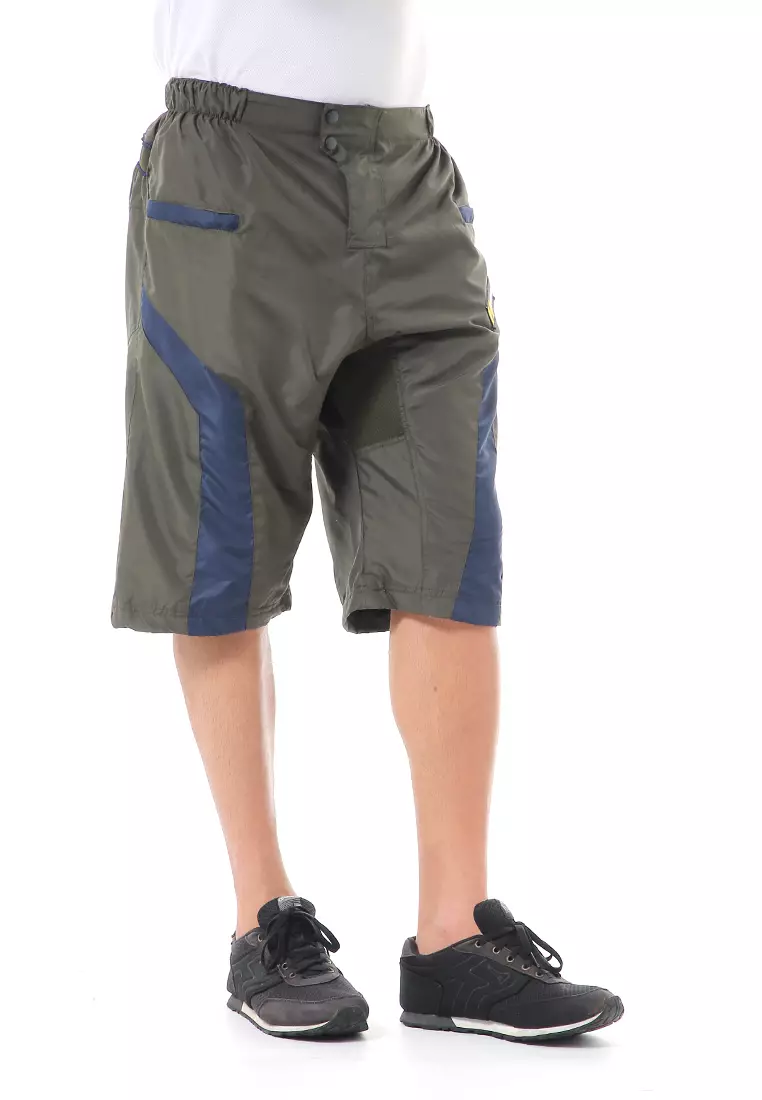 Grissham Celana Pendek Pria Short Pants Kasual Motif List Material Parasut ORIGINAL - Green
