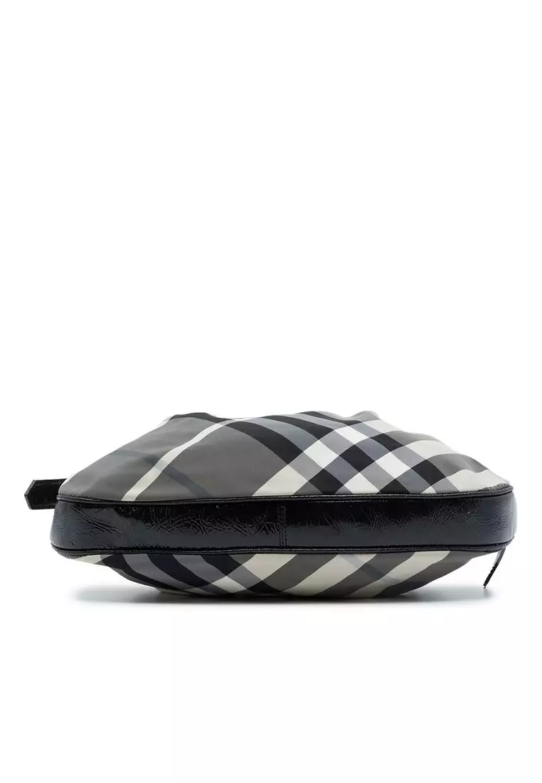 Pre-Loved Burberry Beat Check Nylon Brooklyn Hobo