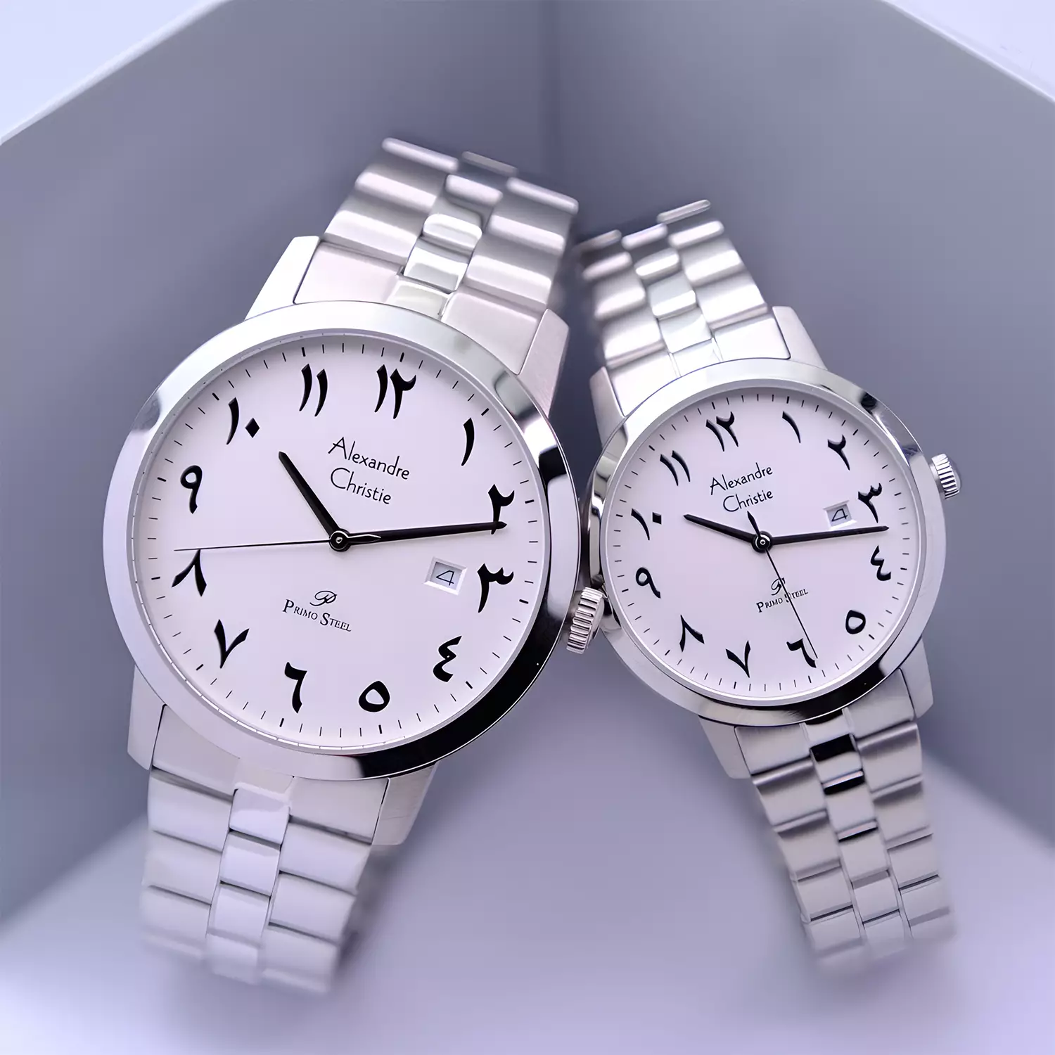 Jam Tangan Couple Pria Wanita - Primo Steel Series - Silver Stainless Steel - 1007 MLDBSSSLBA