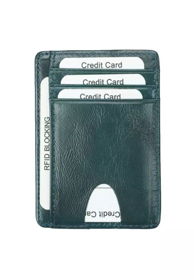 Buy Kings Collection Blue Grained Leather RFID Card Holder (CH19043