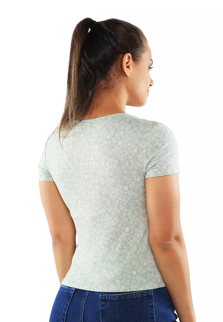 Surplice Neck Casual Summer Top in Sage