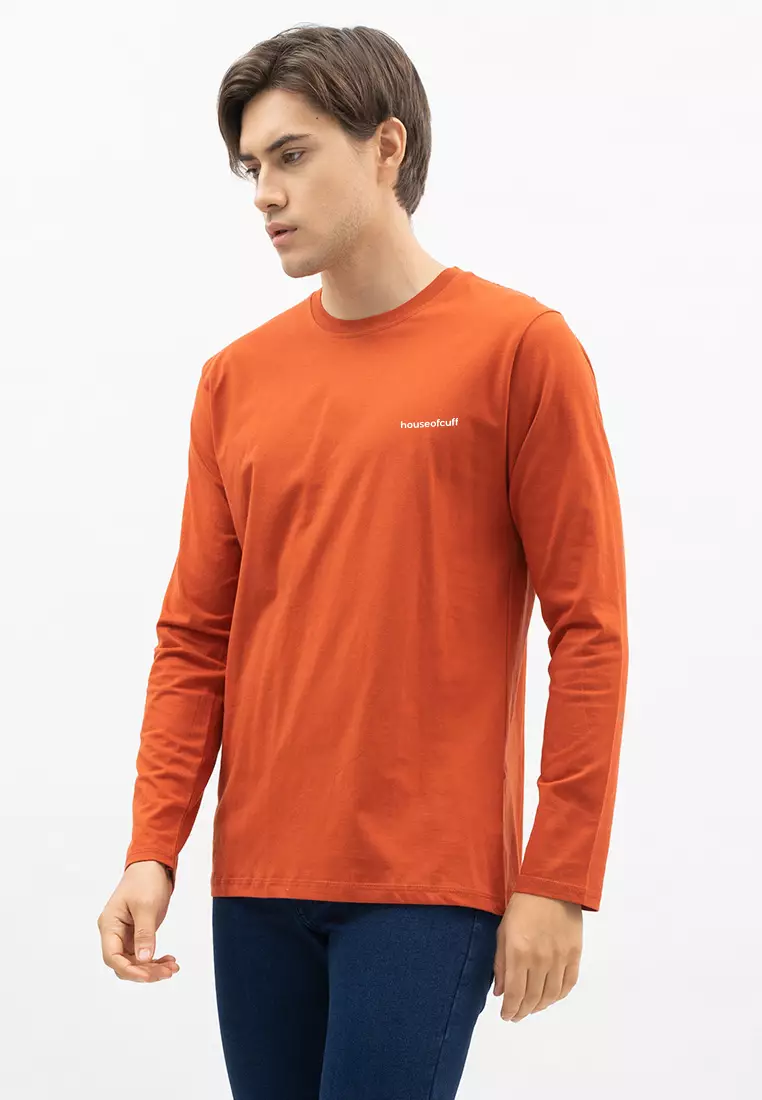 Houseofcuff Kaos Cotton Combed Lengan Panjang Pria Terakota