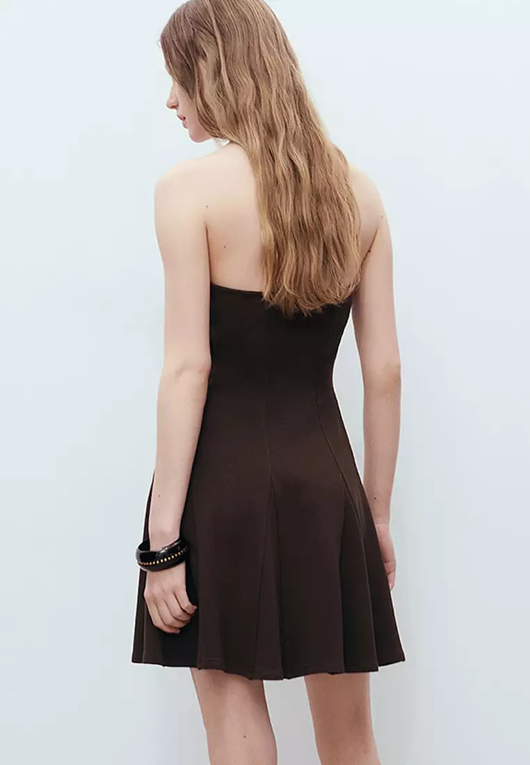 Short Strapless Dress With Pleats