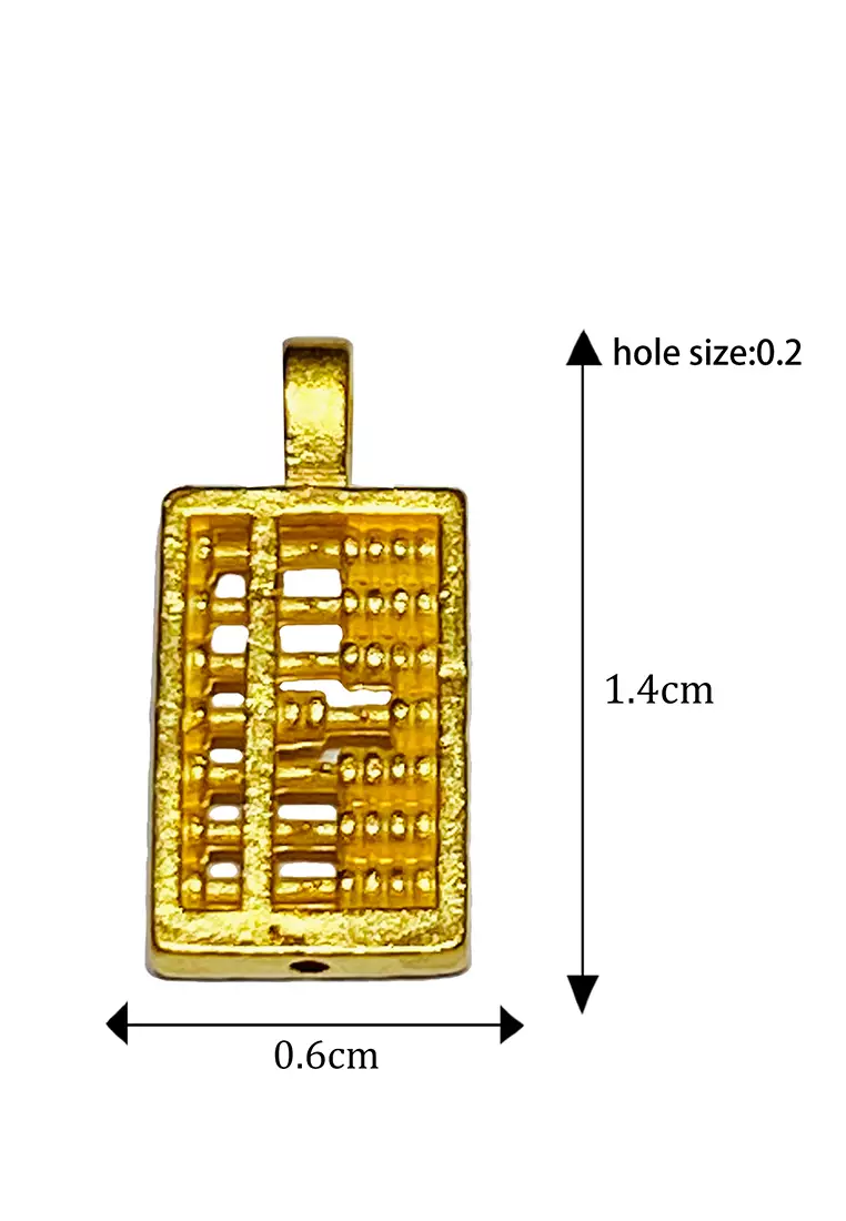 [SPECIAL] LITZ 999 (24K) Gold Abacus Pendant with 14K Gold Plated 925 Silver Chain 算盘项链 EP0280-SN
