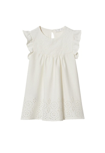 MANGO BABY white Embroidered Cotton Dress B3099KA4903F6AGS_1
