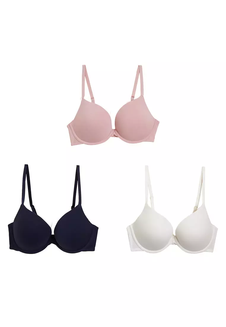 M&S 3pk Wired Push-Up Bras A-E - T33/6810