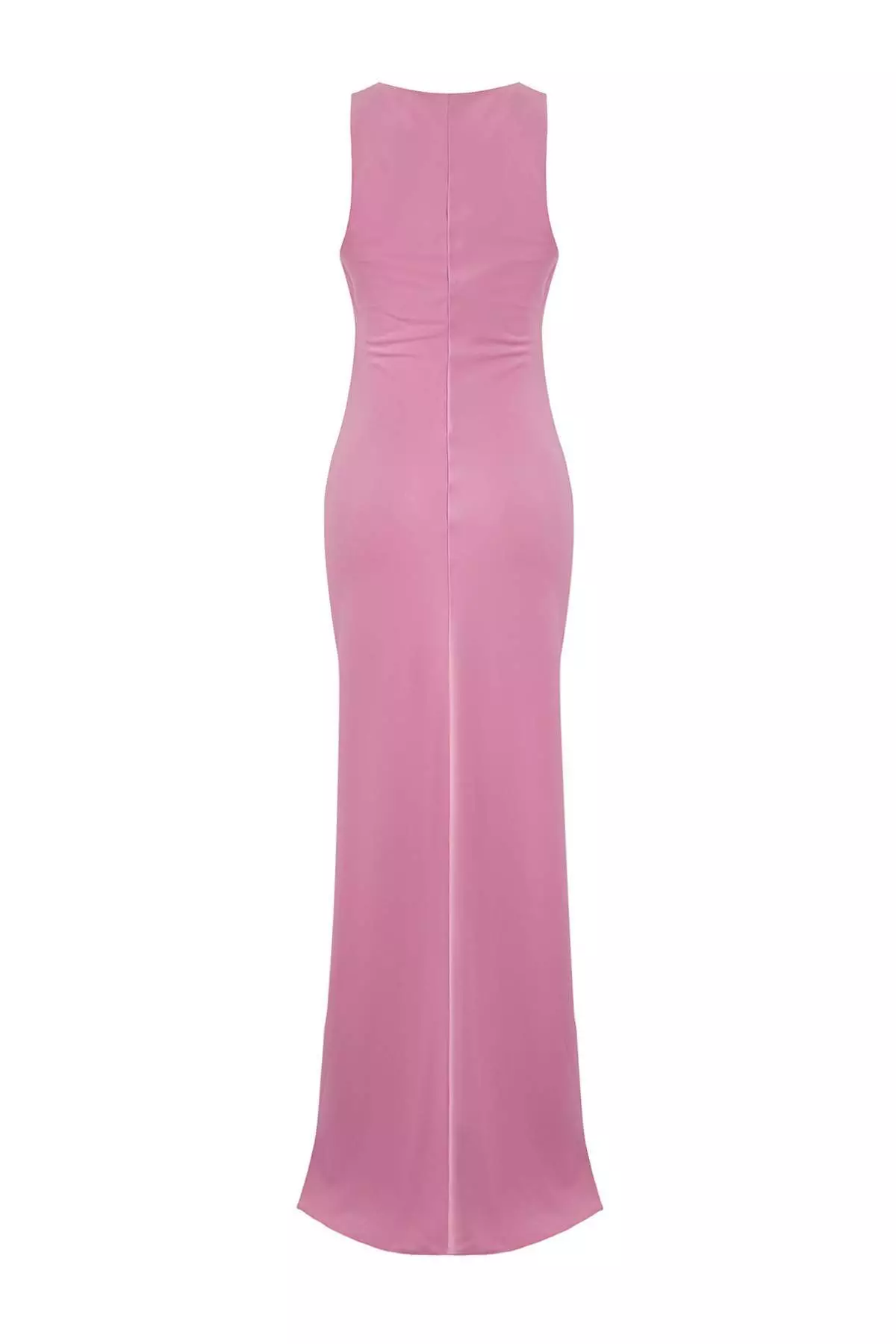 Dusty Rose Bodycon Satin Maxi Evening Gown