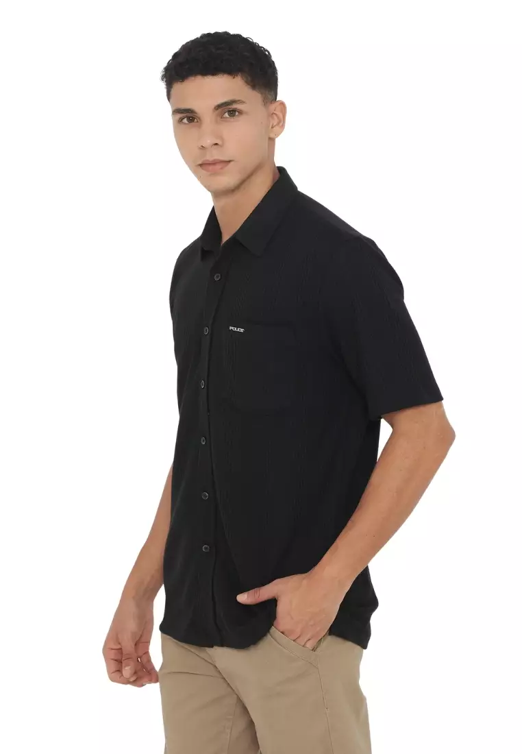 POLICE Kemeja Knit Premium Logo Plat Besi Regular Fit Pria