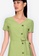 ZALORA BASICS green V Neck Button Down Fit and Flare Dress CD464AAC7AFAA0GS_3