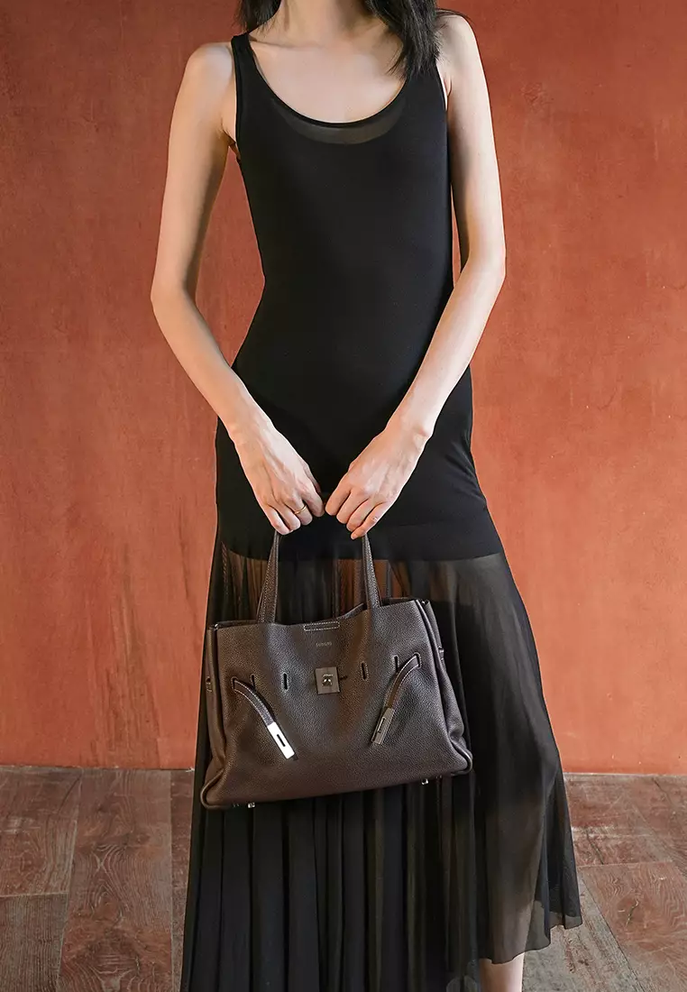 SAOIRSE Soft Structural Belt Tote Bag - Light Grey