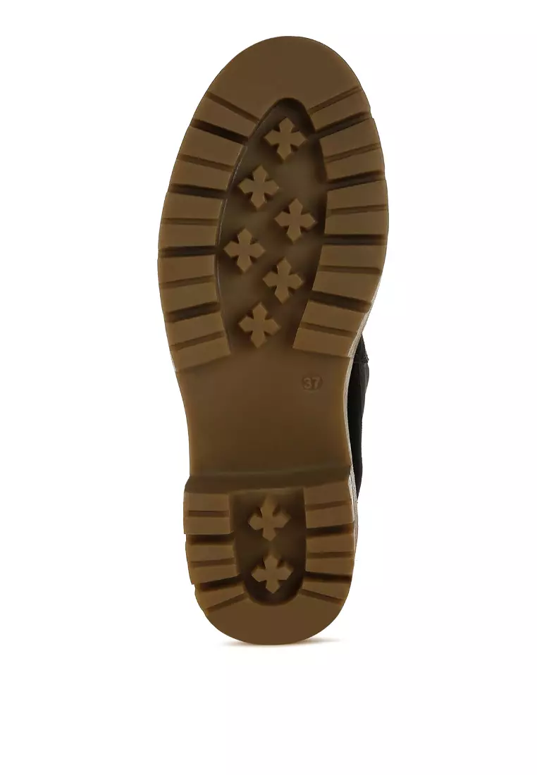 黑色麂皮粗切爾西靴