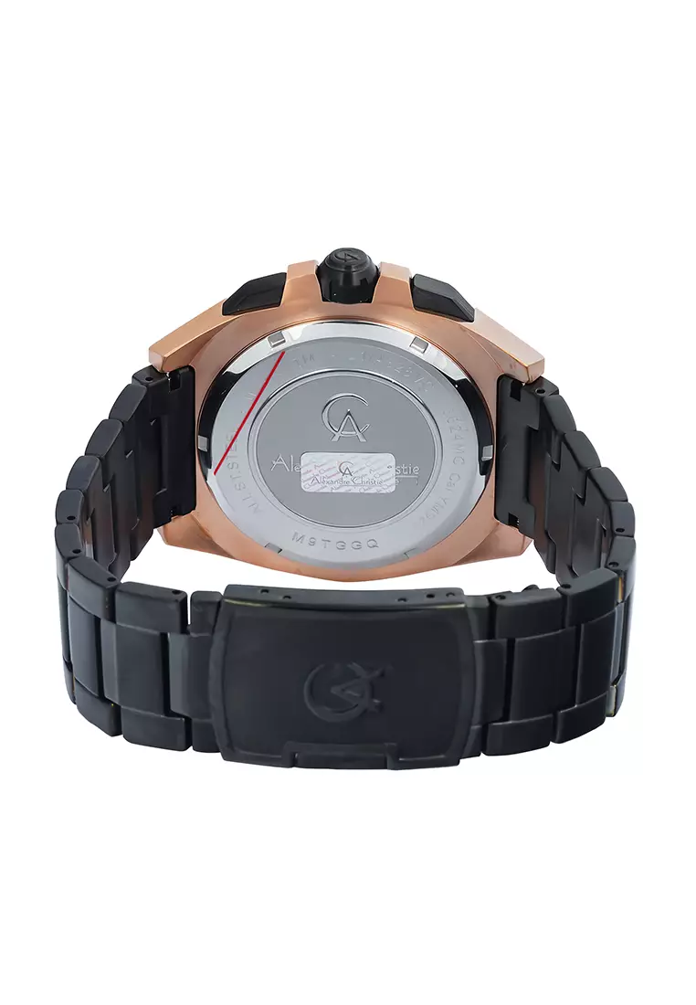 Alexandre Christie - Jam Tangan Cronograph Pria - Black Dial - All Stainless Steel - 6624MCBBRBA