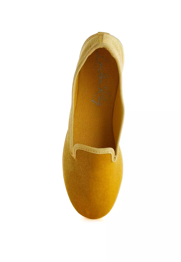 Velvet Round Toe Slip-On Sneakers in Light Yellow