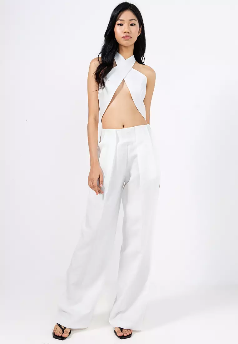 Crossed Halter Crop Top