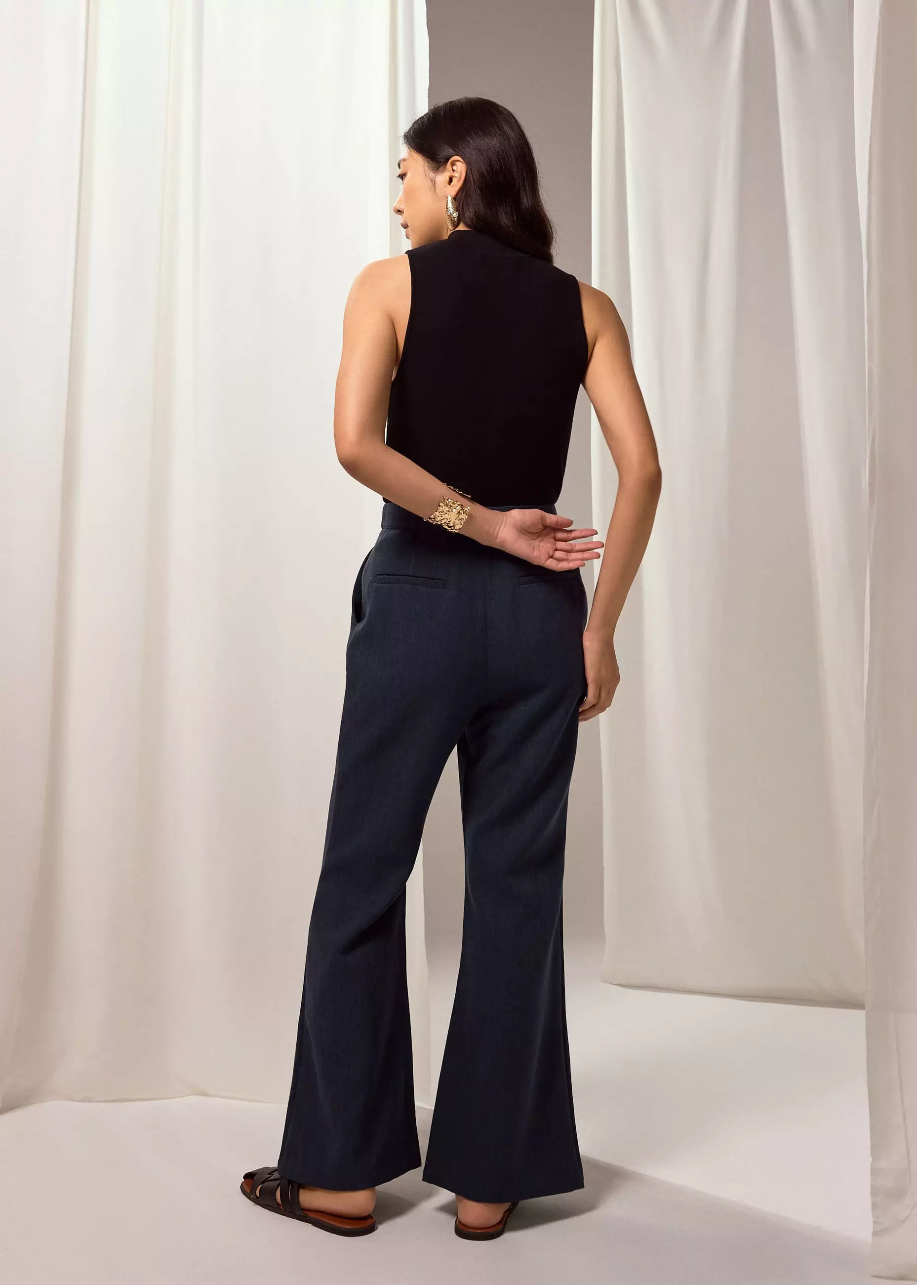 Celana Panjang Wanita - PETITE Leggy™ Pvara Textured Flare Pants