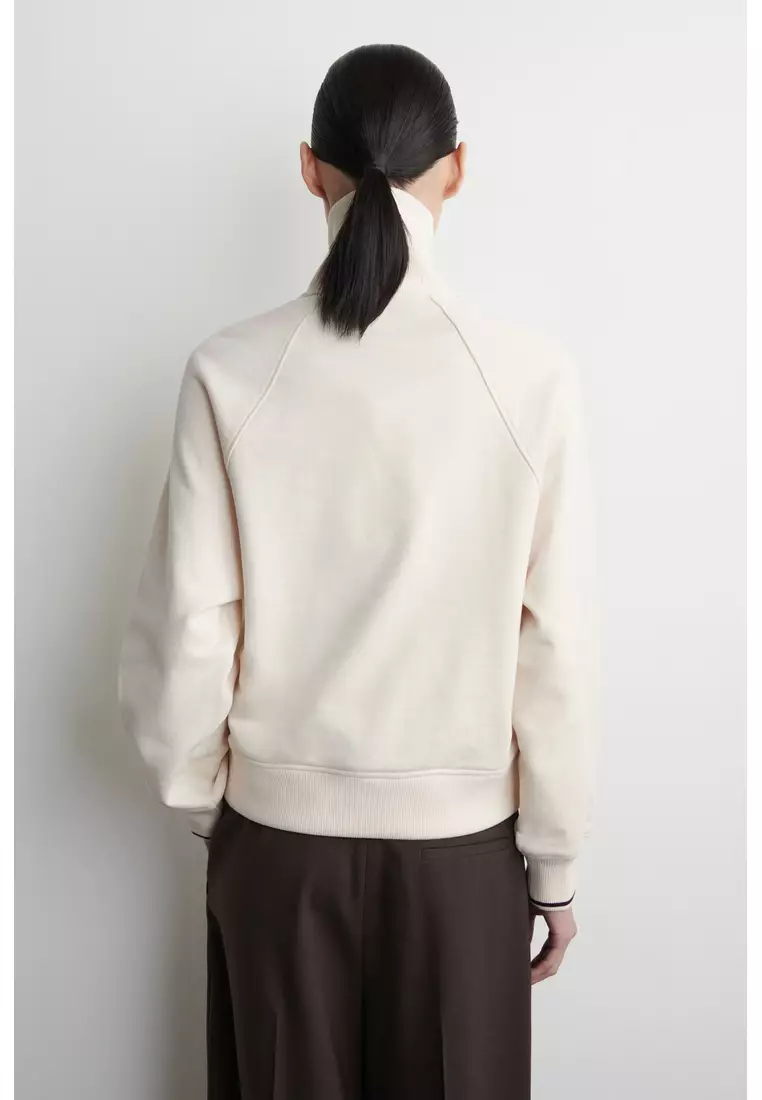 CONTRAST-TIPPED FUNNEL-NECK JACKET
