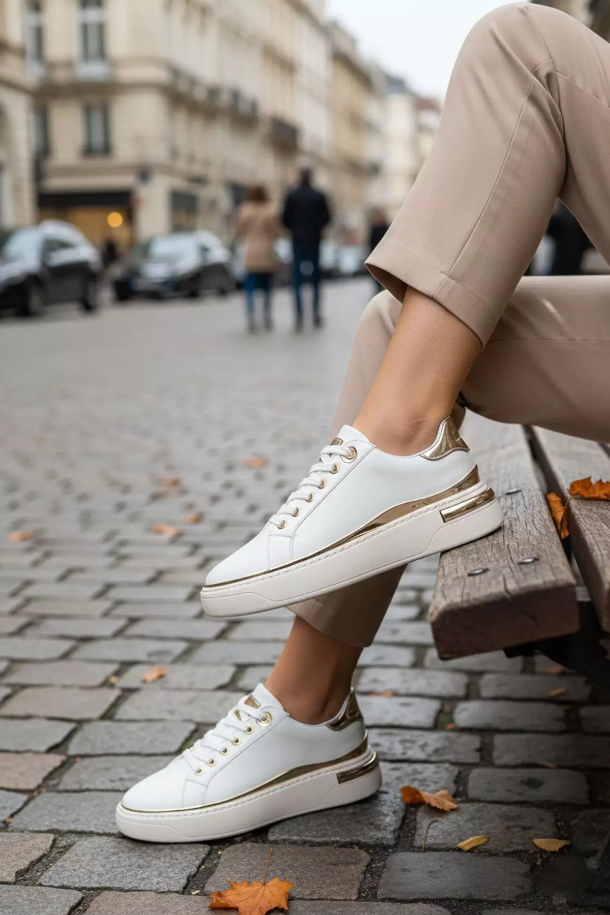 White-Gold Women'S Sneaker 20810