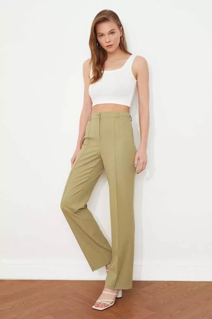 High Waist Straight Cut Trousers