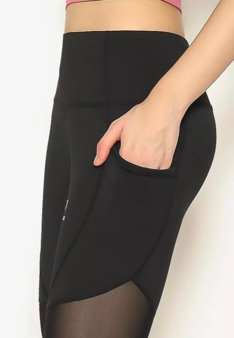 Fitwear - Celana / Legging Pendek Olahraga MARGO DRYFIT KNEE MESH - BLACK