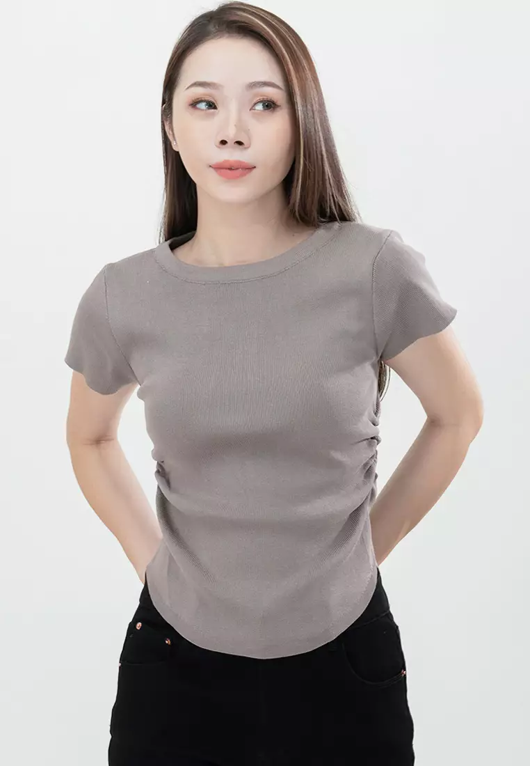 Plain B. Plain B. Knitted Round Neckline Slim Fit Top Grey 2024 | Buy ...