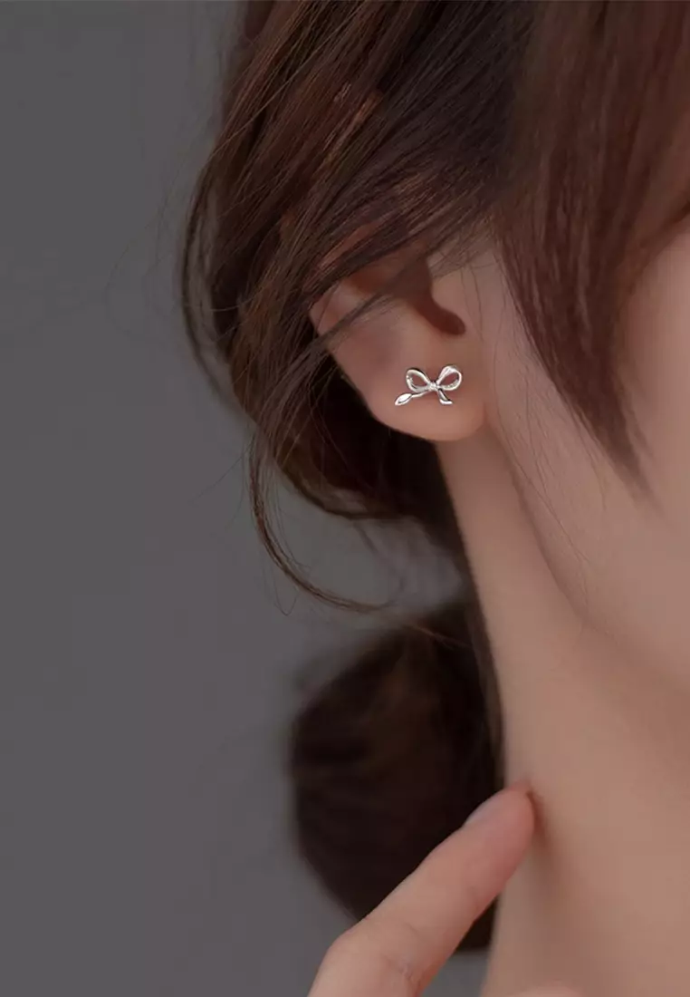 Buy HAPPY FRIDAYS 925 Silver Ribbon Earrings JW AR-M01851
