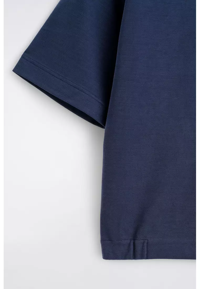 JERSEY-BONDED COTTON-TWILL POLO SHIRT