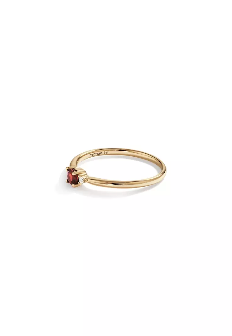 3 Stone Ring with Garnet Diamonds in 10kt Yellow Gold