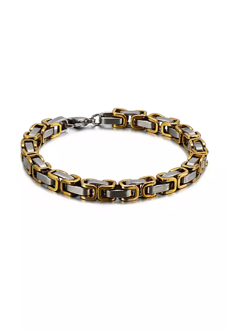 Gold and silver bracelet mens hot sale
