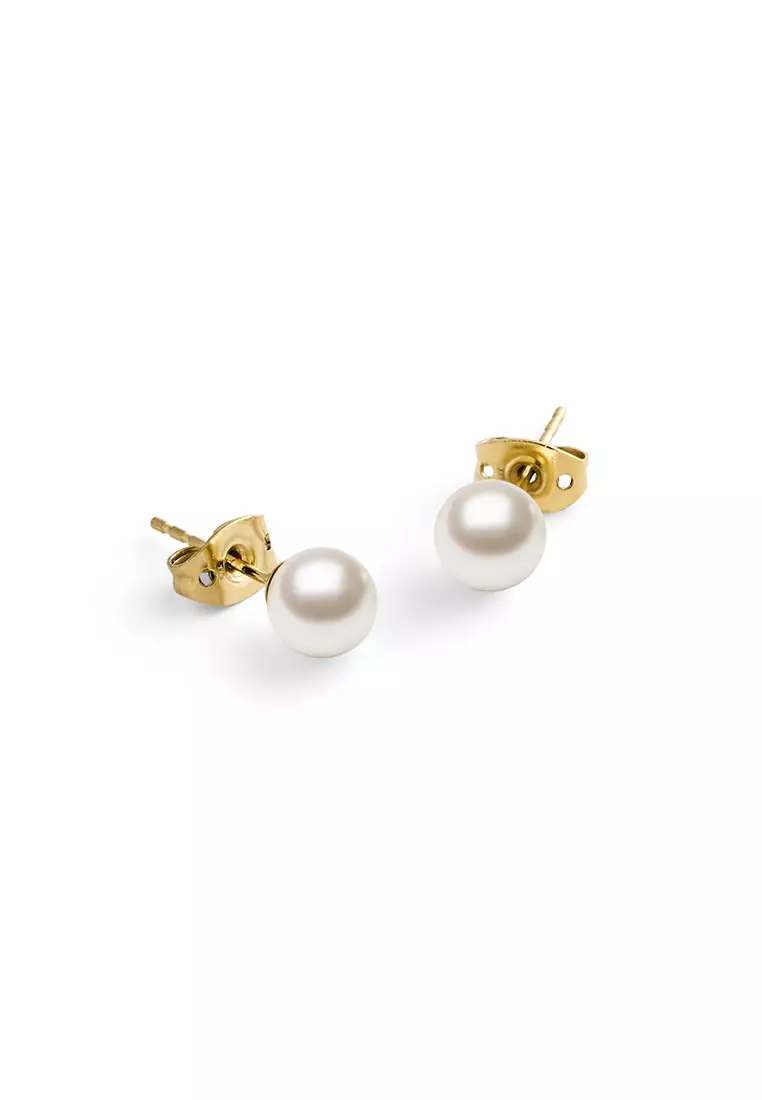 Pearl Stud Earring Gold - Unisex Earrings for women and men stainless steel Pearl Earrings DW Official Authentic Original