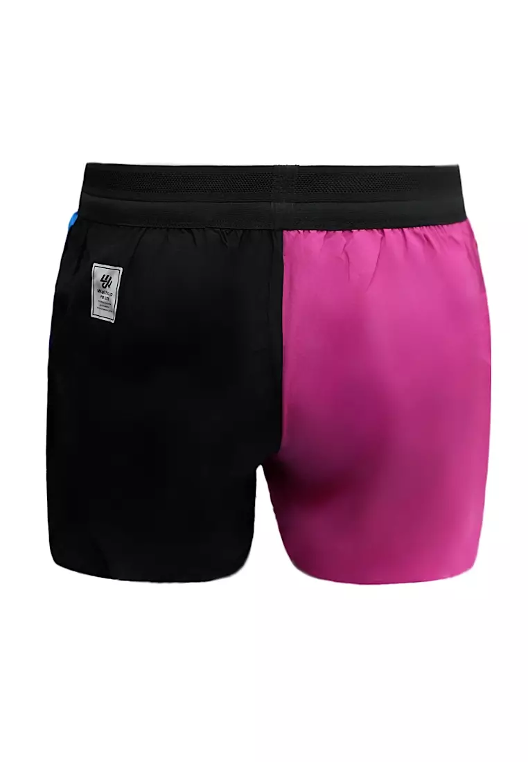 寶藍拼色男女同款田徑短褲(三角內膽)