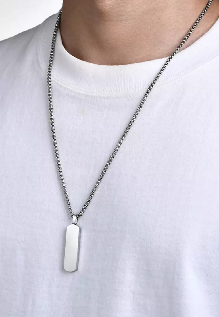 Titanium Steel Rectangular Bar Pendant Necklace JW QX-1874