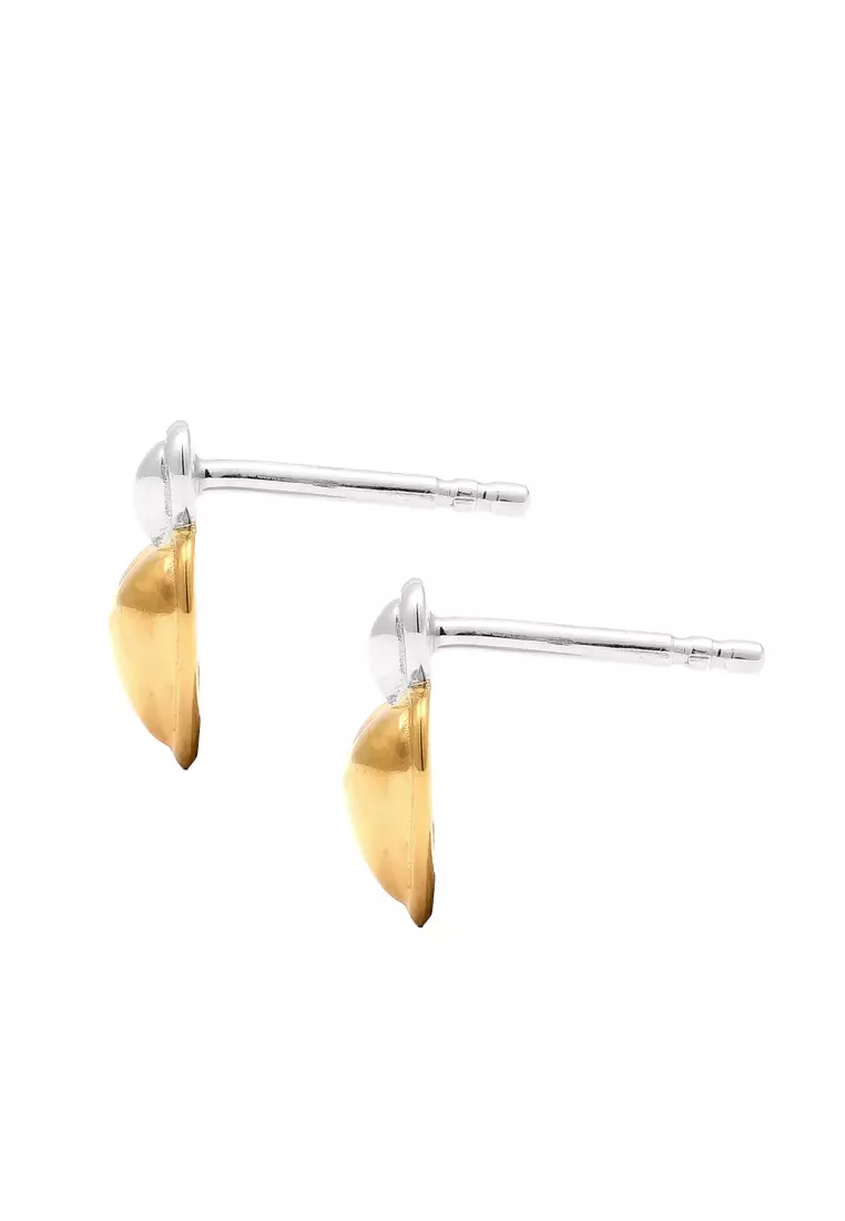 Anting Perhiasan Perak 925 Wanita Stud Heart Design Bicolor