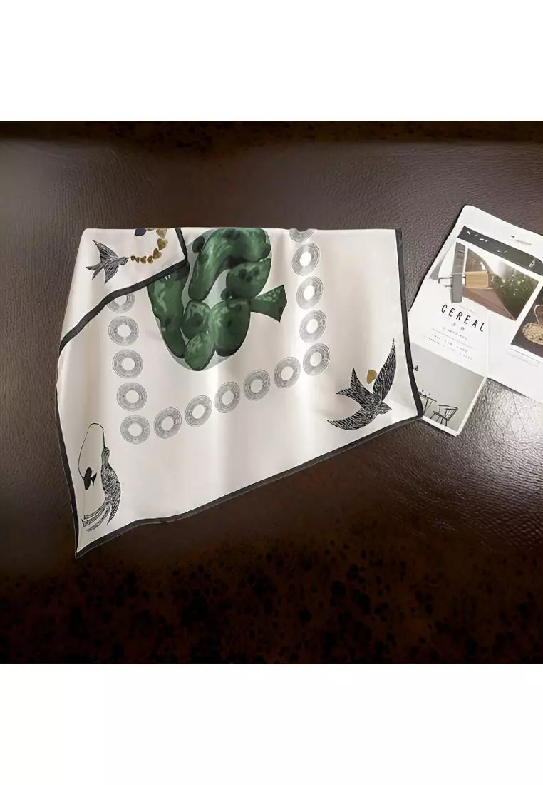 Luxury Silk Ladies' Large Scarf, Sun-Proof Crepe Satin, Premium Souvenir.