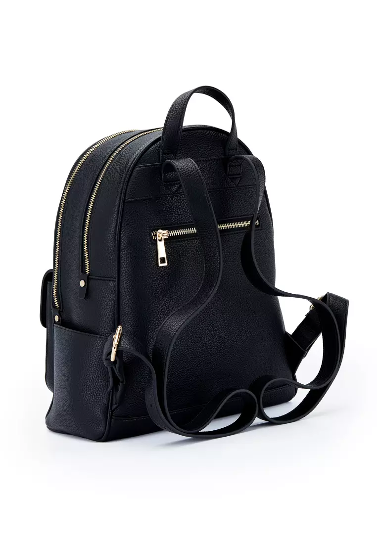 Backpack Women's PU Leathers bag Alexandra Light and high capacity- Black