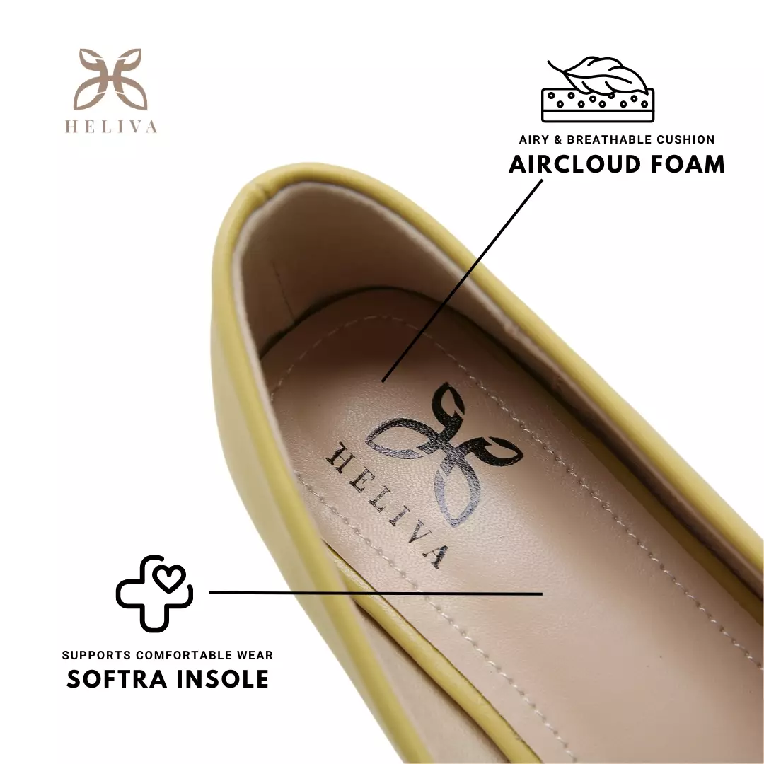 Heliva Sunny Heels Two Tone Glossy Office Lady Looks Square Toe