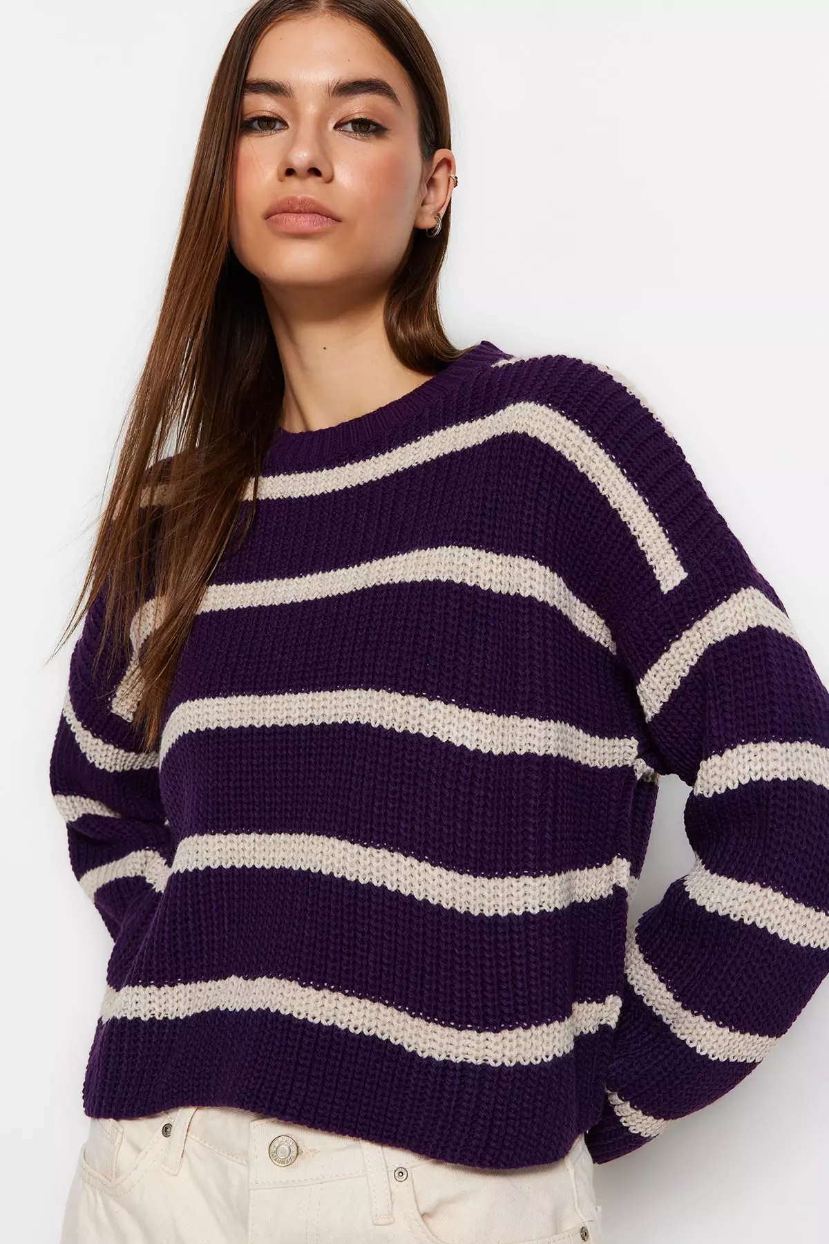 Buy Trendyol Crop Basic Striped Knit Sweater 2024 Online ZALORA
